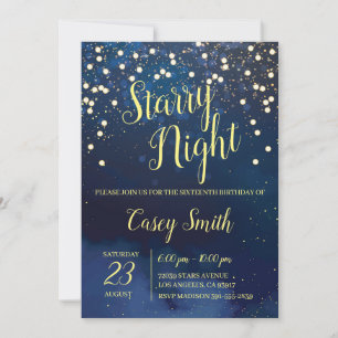 Invitation Sweet sixteen de nuit étoilé