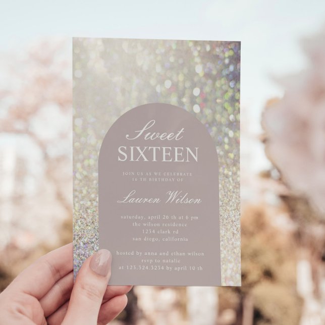 Invitation Sweet sixteen de Parties scintillant d'or Rose Iri (Créateur téléchargé)