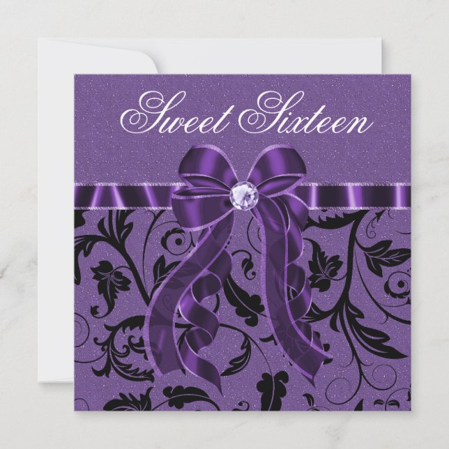 Invitation Sweet sixteen de Parties scintillant violet lavand (Devant)