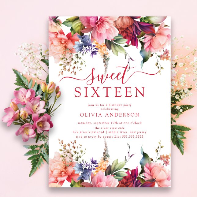 Invitation Sweet sixteen de perfection pétale (Créateur téléchargé)