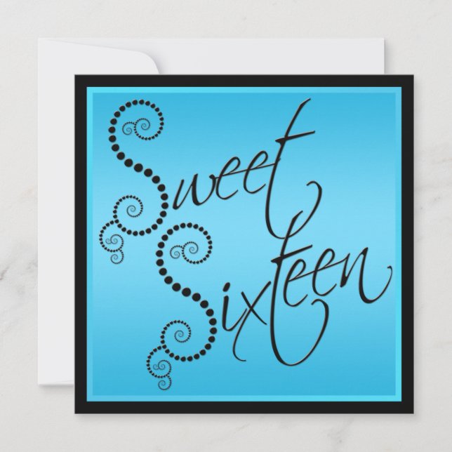 Invitation Sweet sixteen de perles bleues et noires Invitatio (Devant)