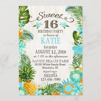 Invitation Sweet sixteen de plage de Luau Hawaiian, anniversa