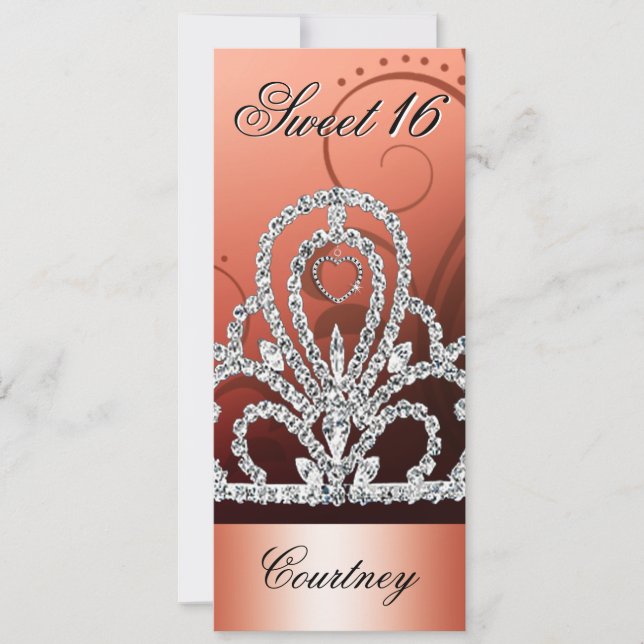 Invitation Sweet sixteen de princesse Tiara (orange) (Devant)