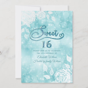 Invitation Sweet sixteen de roses blanches doux et élégant