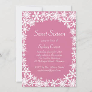 Invitation Sweet sixteen dentelle d'hiver - rose
