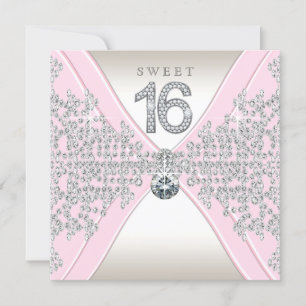 Invitation Sweet sixteen des diamants roses à l'anniversaire