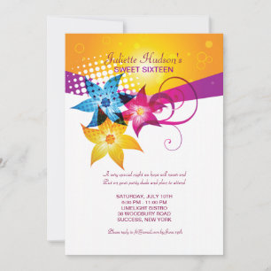 Invitation Sweet sixteen des fleurs d'anniversaire