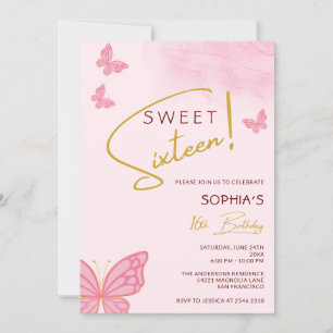 Invitation Sweet sixteen des papillons
