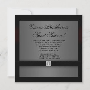 Invitation Sweet sixteen diamant en velours noir