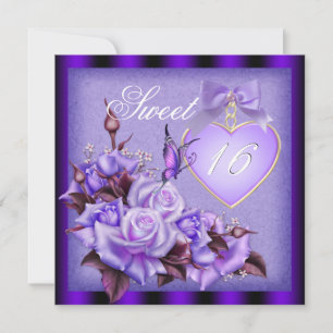Invitation Sweet sixteen, Doux 16 Papillon pourpre violet Ro