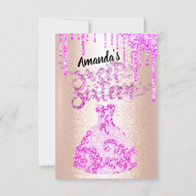 Invitation Sweet sixteen Dress Parties scintillant  Déchets r (Dos)