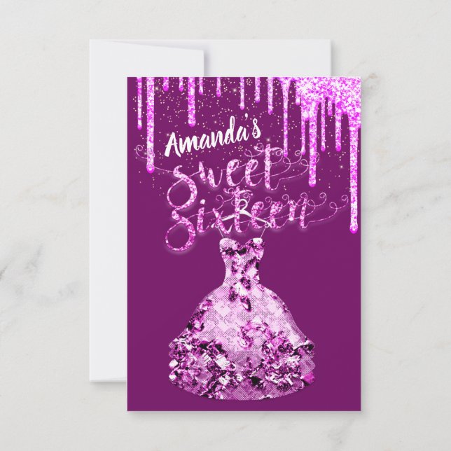 Invitation Sweet sixteen Dress Parties scintillant Drives Ros (Dos)