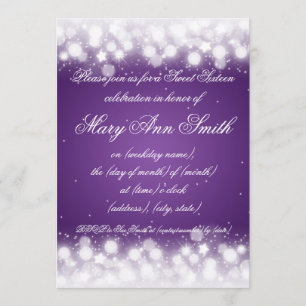 Invitation Sweet sixteen du Parti Magique Parkle Purple