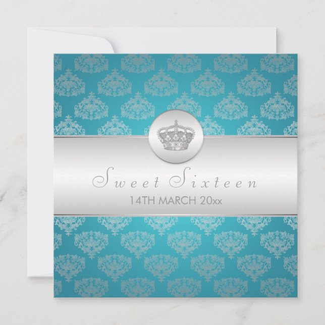 Invitation Sweet sixteen du parti Royal Crown Blue (Devant)