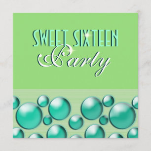 Invitation "sweet sixteen" élégant turquoise vert "pois"