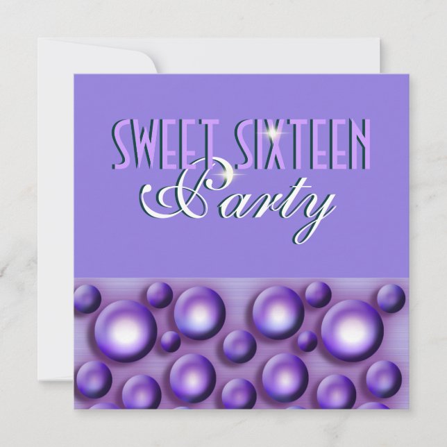 Invitation "Sweet sixteen" élégant violet "pois" (Devant)