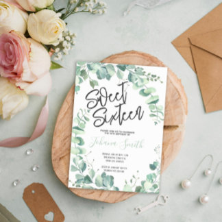 Invitation Sweet sixteen Eucalyptus 16ème anniversaire Invita