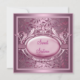Invitation Sweet sixteen fête d'anniversaire Satin rose flora