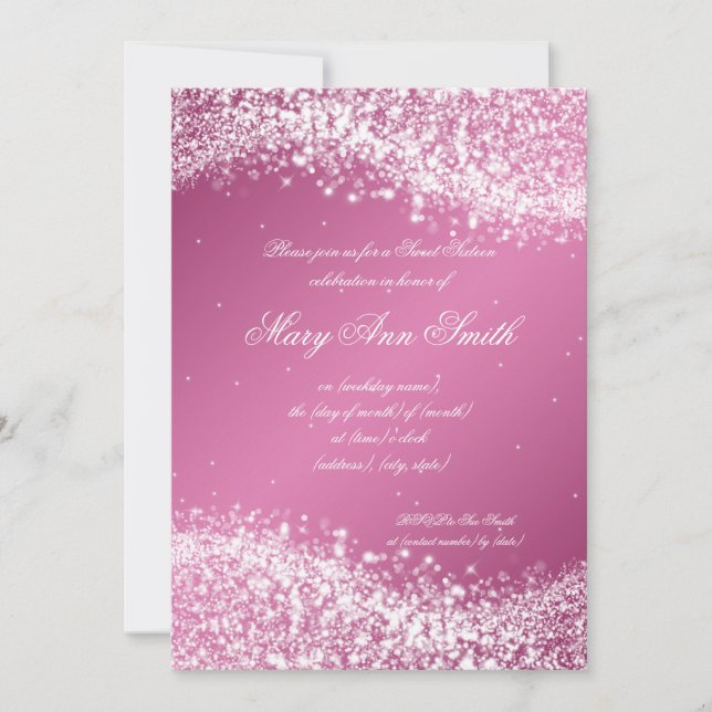 Invitation Sweet sixteen fête d'anniversaire Sparkling Wave P (Devant)
