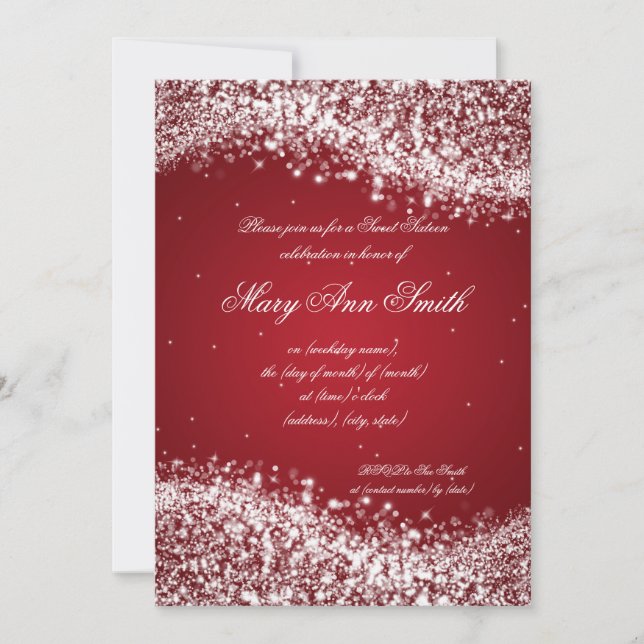 Invitation Sweet sixteen fête d'anniversaire Sparkling Wave R (Devant)