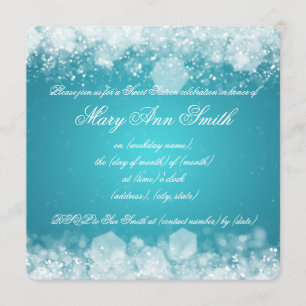 Invitation Sweet sixteen  Fête Sparkling Night 2 Turquoise