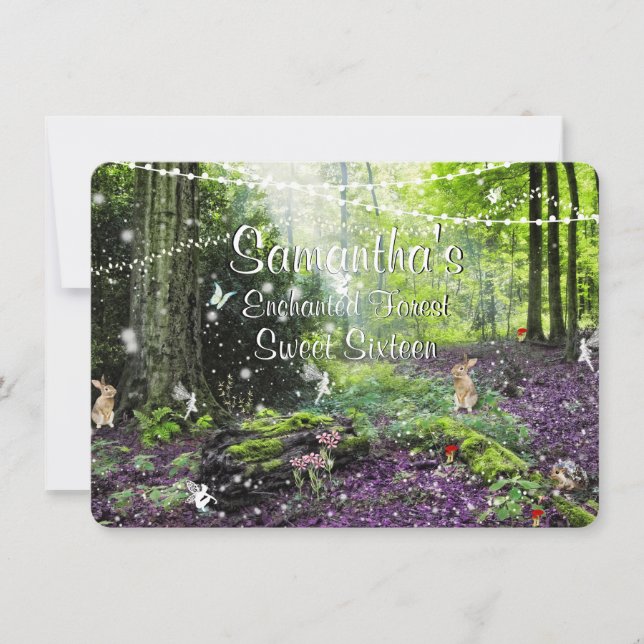 Invitation Sweet sixteen, feux de forêt enchantés (Devant)