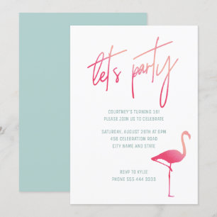 Invitation Sweet sixteen flamand tropical rose & menthe invit