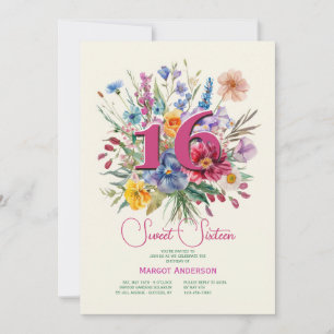 Invitation Sweet sixteen Floral