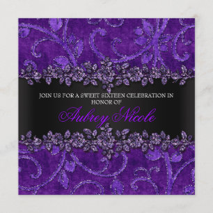 Invitation Sweet sixteen floral de Faux de parties