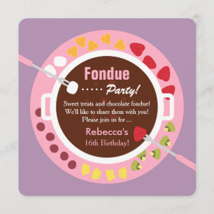 Invitation Sweet sixteen Fondue Filles Anniversaire