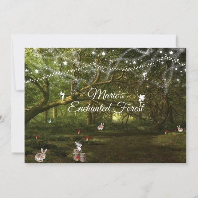 Invitation Sweet sixteen, Forêt Enchantée, Fées, Personnalisé (Devant)