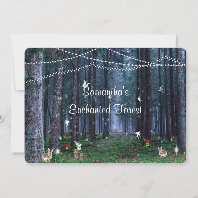 Invitation Sweet sixteen, Forêt Enchantée, Fées, Personnalisé (Devant)