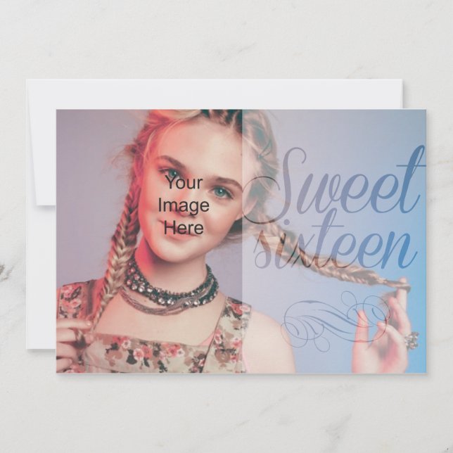 Invitation Sweet sixteen Girl Script Mettre votre propre phot (Devant)