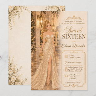Invitation Sweet Sixteen Gold Glamour