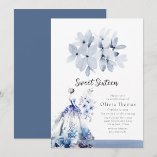 Invitation Sweet sixteen habillé de salle de bain bleu élégan