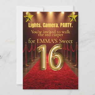 Invitation Sweet Sixteen Hollywood Glam - Noir &