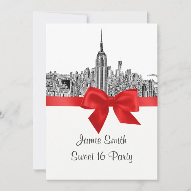 Invitation Sweet sixteen large Skyline NYC (Devant)