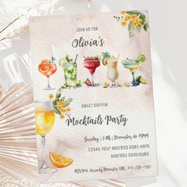 Invitation Sweet sixteen Mocktail Anniversaire Fête Invitatio (Créateur téléchargé)