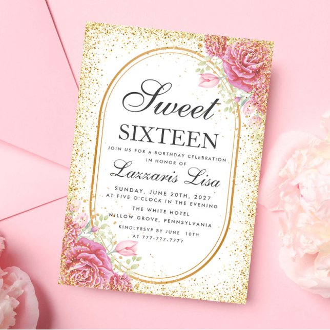 Invitation Sweet sixteen moderne Surprise (Créateur téléchargé)