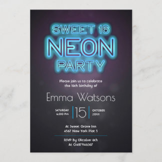 Invitation Sweet sixteen Neon