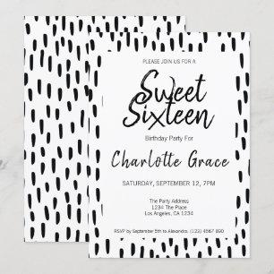 Invitation Sweet sixteen Noir Et Blanc Anniversaire