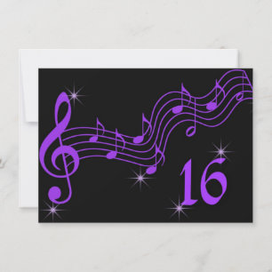 Invitation Sweet Sixteen Notes de Musique Violette