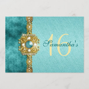 Invitation "sweet sixteen" or turquoise 16 ans