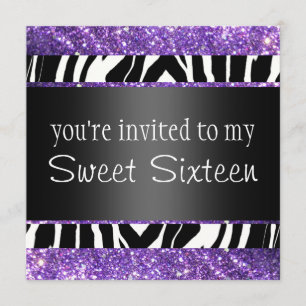 Invitation Sweet sixteen pourpre de parties scintillantes