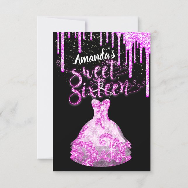 Invitation Sweet sixteen Robe Parties scintillant Drift Rose  (Dos)