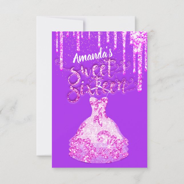 Invitation Sweet sixteen Robe Parties scintillant Drives rose (Dos)