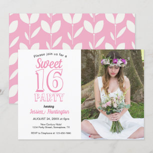 Invitation Sweet sixteen rose florale 16e anniversaire Photo