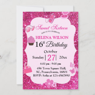 INVITATION SWEET SIXTEEN ROSE PARTIES SCINTILLANT MAKEUP ANNI