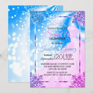 Invitation Sweet Sixteen Rose Princess Gown