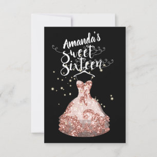 Invitation Sweet sixteen Rose Robe Florals Princess Stars